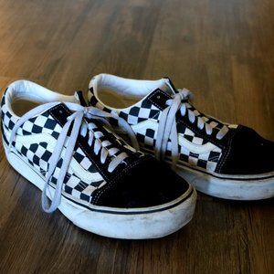 Black Checkered Old Skool Platform Vans